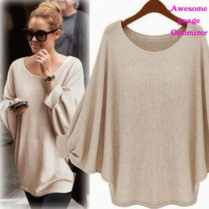 Autumn winter Women Sweater retro batwing sleeve Knitted Pullover Loose Oversized Elegant loose O neck sweaters